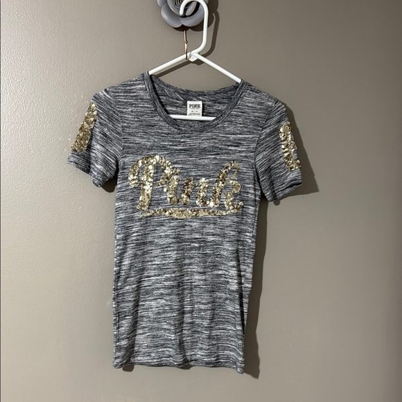 Victoria's Secret Gray Tee with Gold Accents - Picture 1 of 6